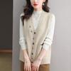 Embroidered V-neck Vest Cardigan Women's Spring and Autumn Vest Loose Knitted Cardigan Sweater Vest