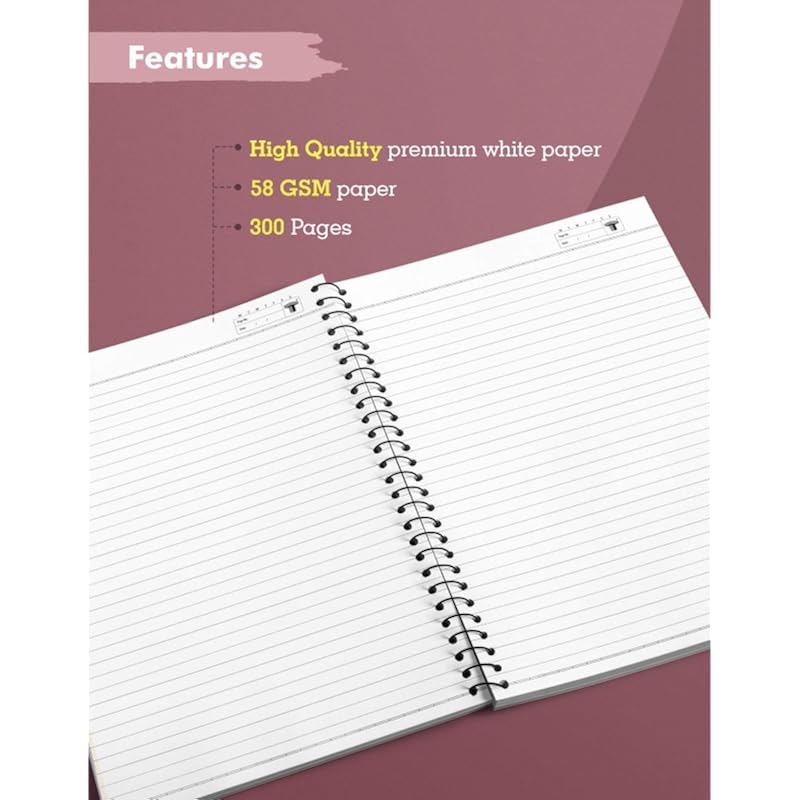 TARGET PUBLICATIONS Spiral Notebooks | 300 Pages Ruled Paper | A4 Size Paper | Spiral Binding Single Line Book | Pack of