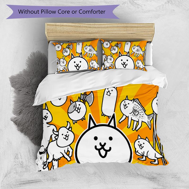 3pcs The Battle Cats Pattern Bedding Set Duvet Cover Set Includes Duvet Cover &pillowcases, Perfect All Season Bedroom Decoration & Gift