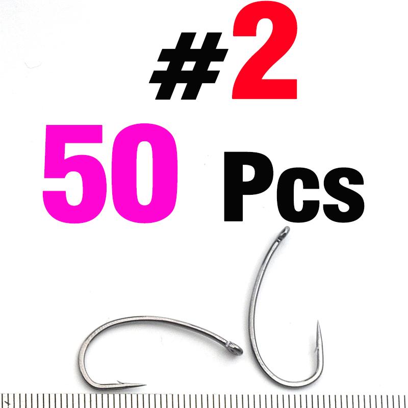 MNFT 50Pcs Fly Tying Hooks Carp Fishing Trout Hook Barb Curved Shank Dry Fly Hook for Freshwater Saltwater