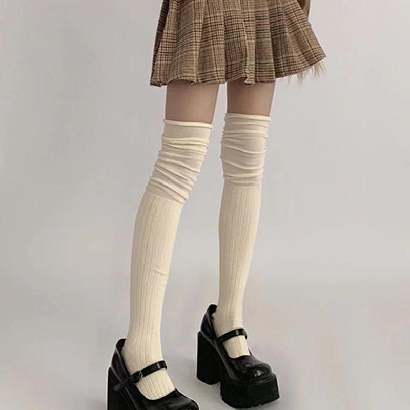 Medias de Color Sólido para Mujer Hasta el Muslo Por Encima de la Rodilla Calcetines JK Japoneses