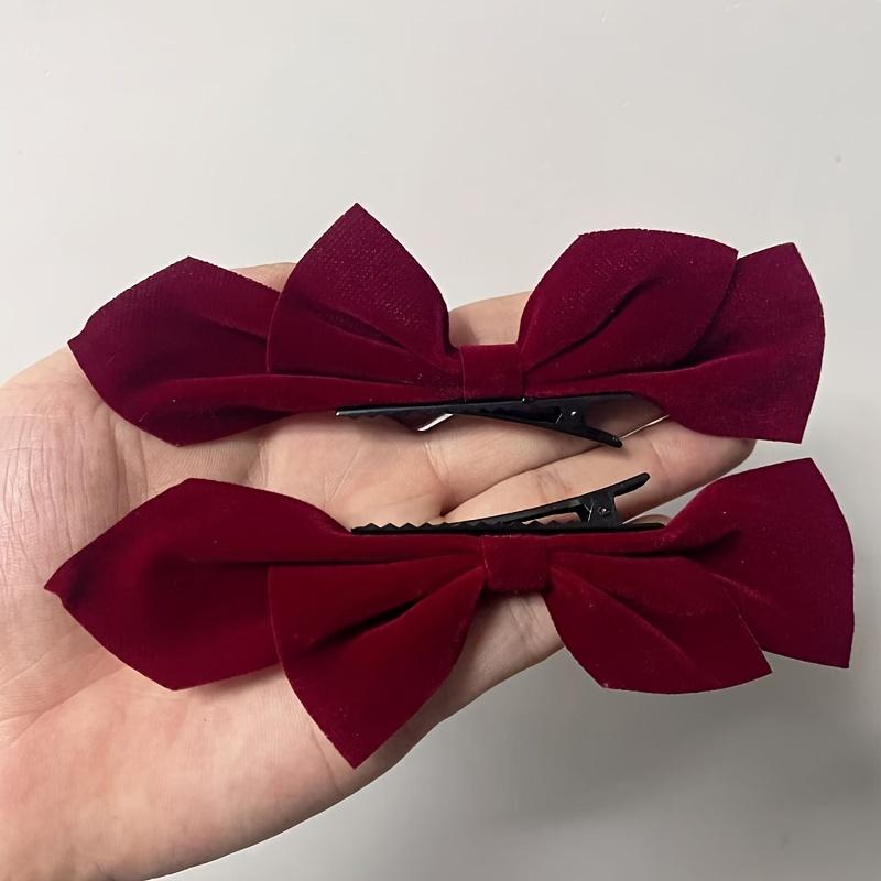 

Elegant Bohemian Style Velvet Hair Clips Rectangular Shape Christmas Bow Print Hair Accessories Hair Design Accessory Set