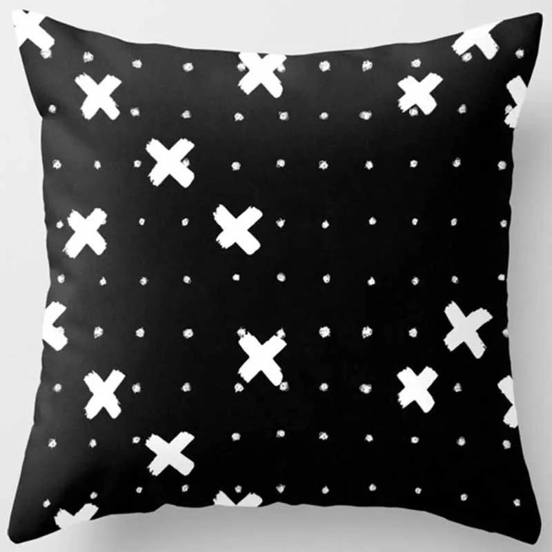Black and White Abstract Geometric Pillowcase Creative Brushstrokes Ins Style Cushion Modern Simple Home Decoration Sofa Pillow