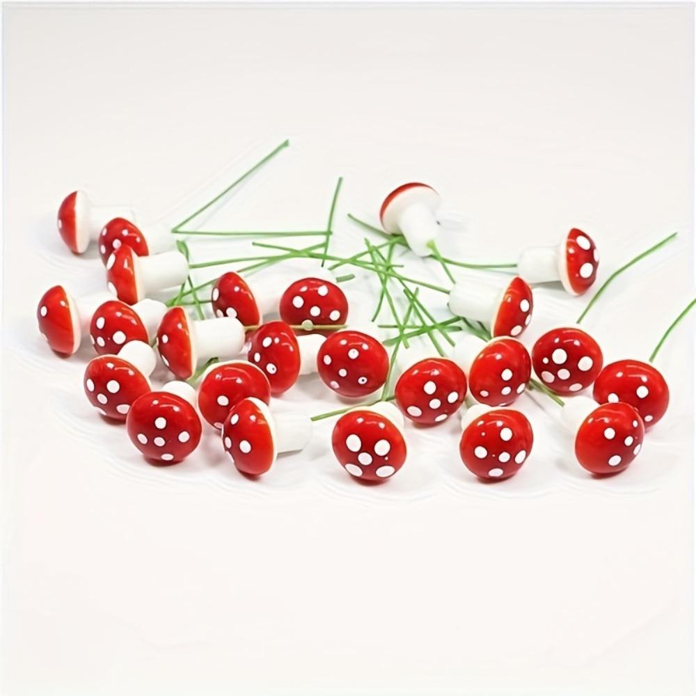 50pcs Mini Mushroom Miniature Model Artificial Garden Fairy Bonsai Flower Pot Decoration Home DIY Miniature Landscape Decoration