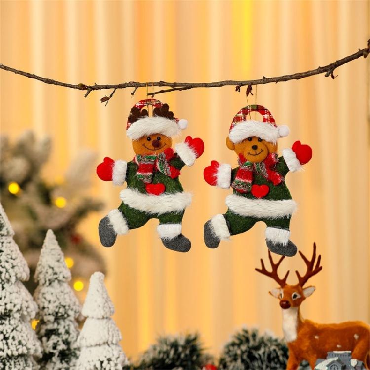 4 Pcs Christmas Hanging Holiday Ornaments Bear Santa Pendant Party Supplies for Holiday Wedding Party Decoration