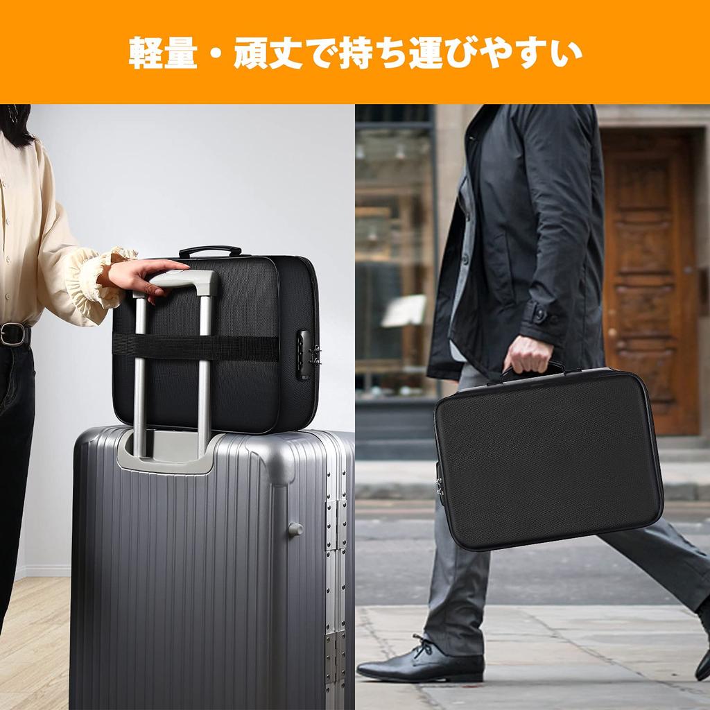 SOTOHE Feuerfeste Schließbox Tasche mit Zahlenschloss Wasserabweisender Dokumentenorganisator 36 × 27 × 10 cm