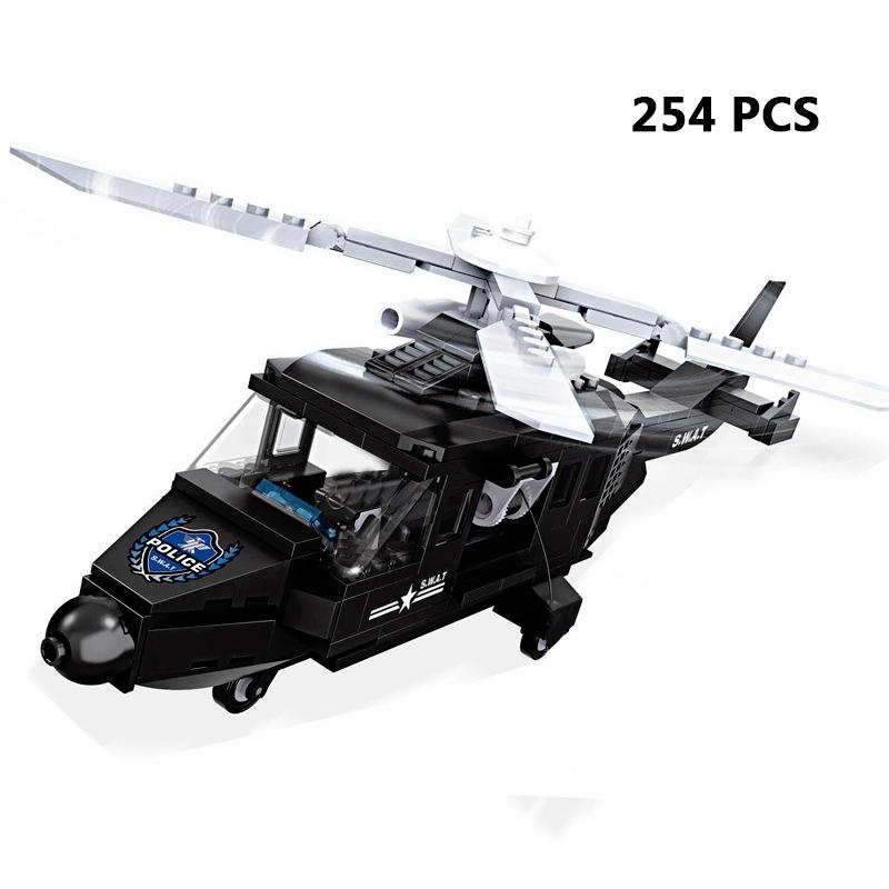 City Police Special Forces Military Model Building Blocks SWAT Team Helicopter Truck Armored Car Ship Weapon Construction Toys