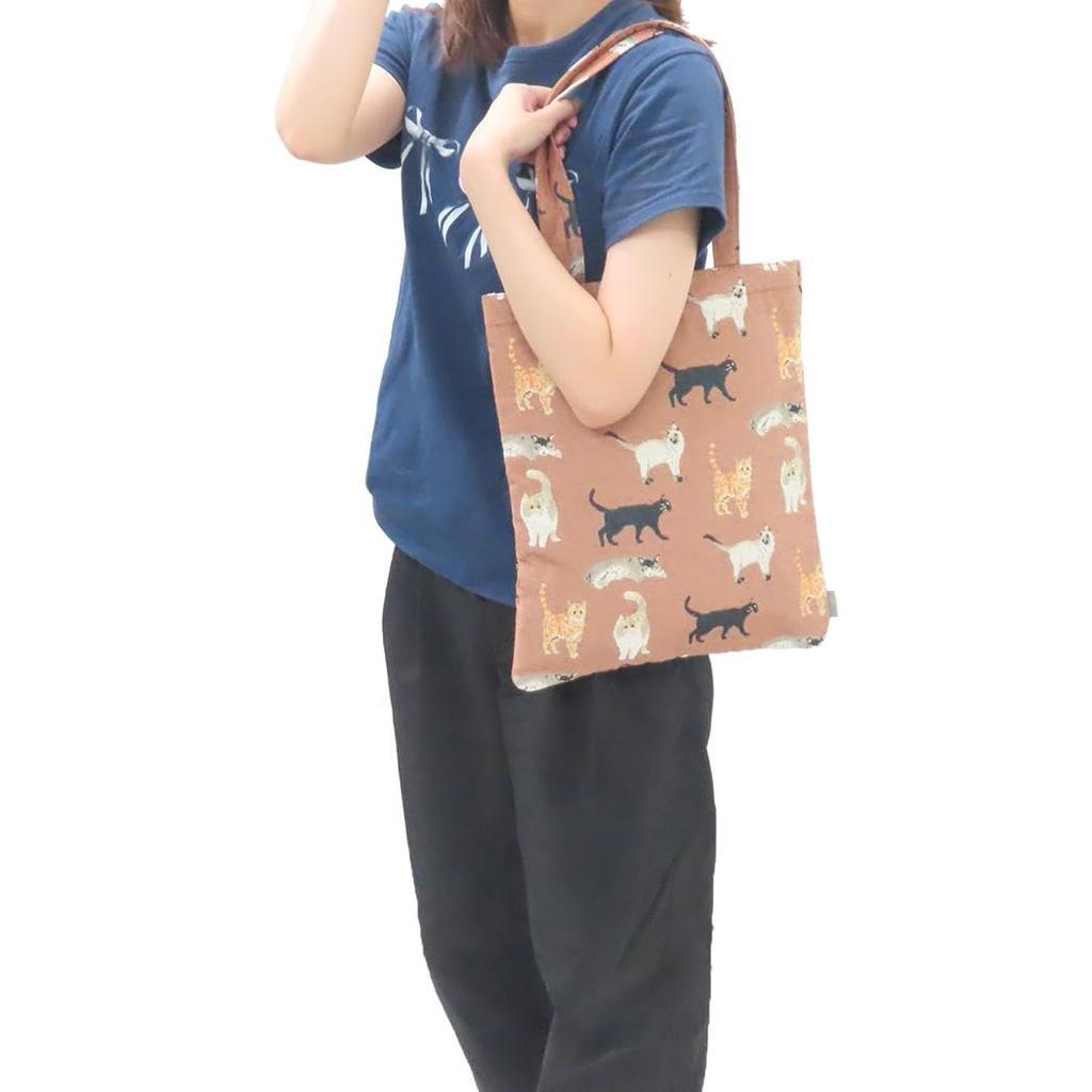 Friends Hill toridori Gallery Gussetless Tote Bag, Many Cats, Orange, BW-102-333