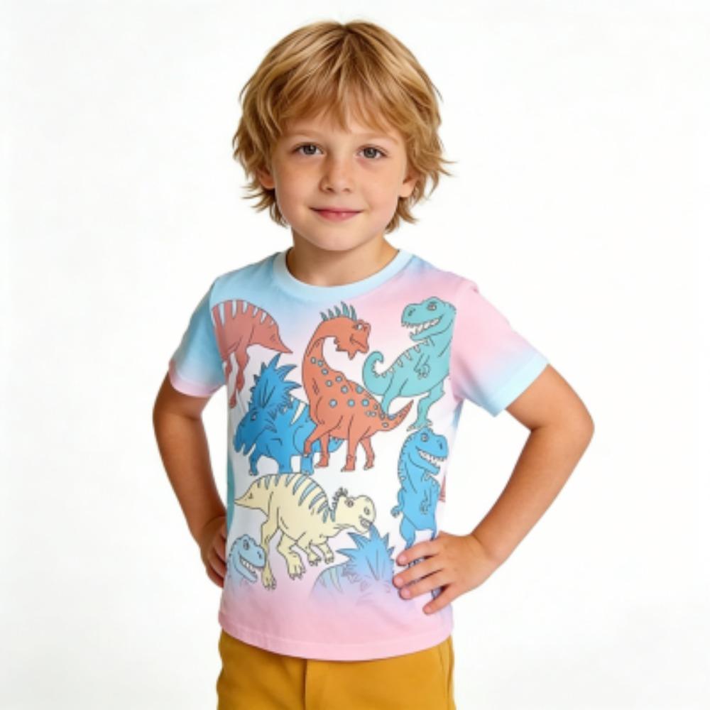 Kids T-shirt Cartoon Dinosaur 3D Print Kids Short Sleeves T-Shirt Loose Casual Summer Outdoor Boy and Girl Tees Tops