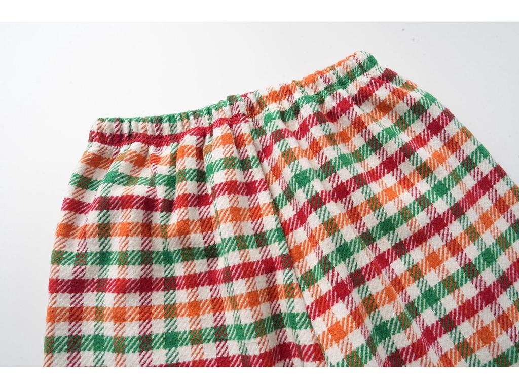 EON Spring 26 Women's Retro Rainbow Plaid Wide-Leg Pants