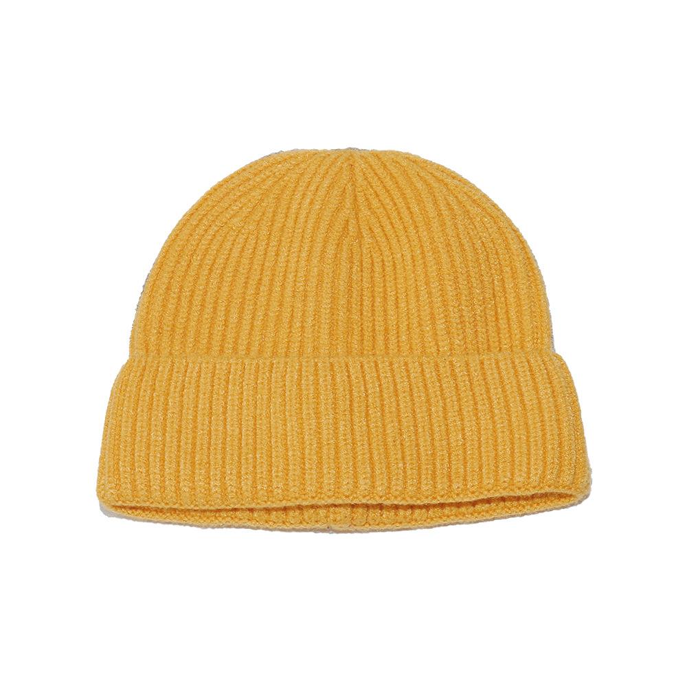 Cold hat men's winter warm solid color short melon fur hat men's dome wool knitted hat retro beanless winter hat