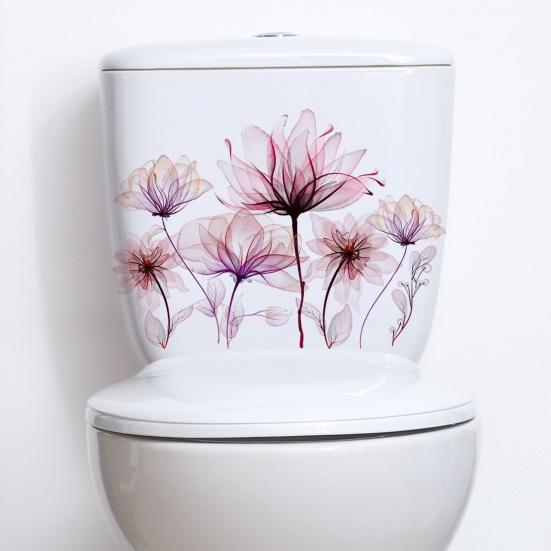Adesivo per copriwater dorato e colorato, motivo pesce, uccello, fiore, foglia, impermeabile, per coperchio del WC, per la cisterna, autoadesivo, da parete per il bagno