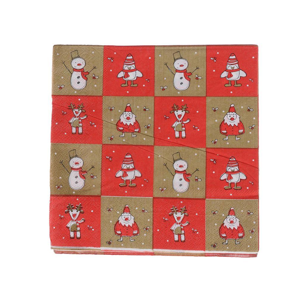 20pcs Home Decorative Santa Claus Cute Christmas Decoration Printing Paper Napkin Towel Serviette