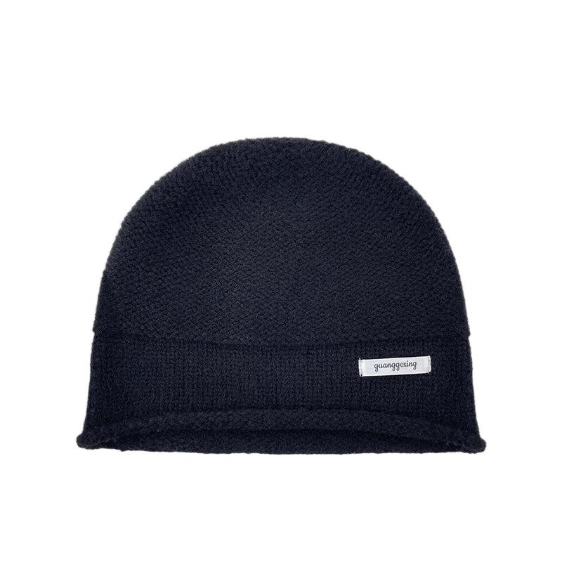 Autumn and winter knitted hats, children's versatile warm ear protection wool hats, big head circumference, small face, solid color bag head cold hat