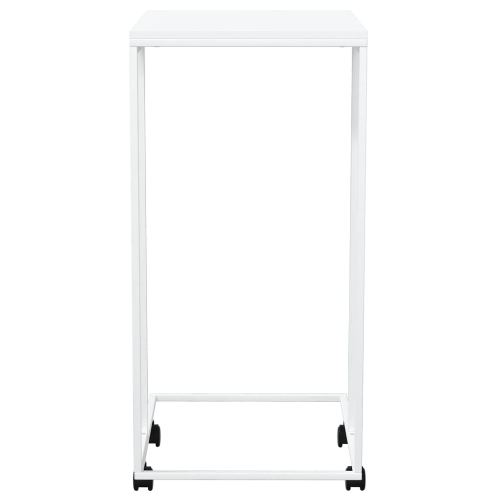  Side Table On Wheels, White, 40x30x63.5 Cm