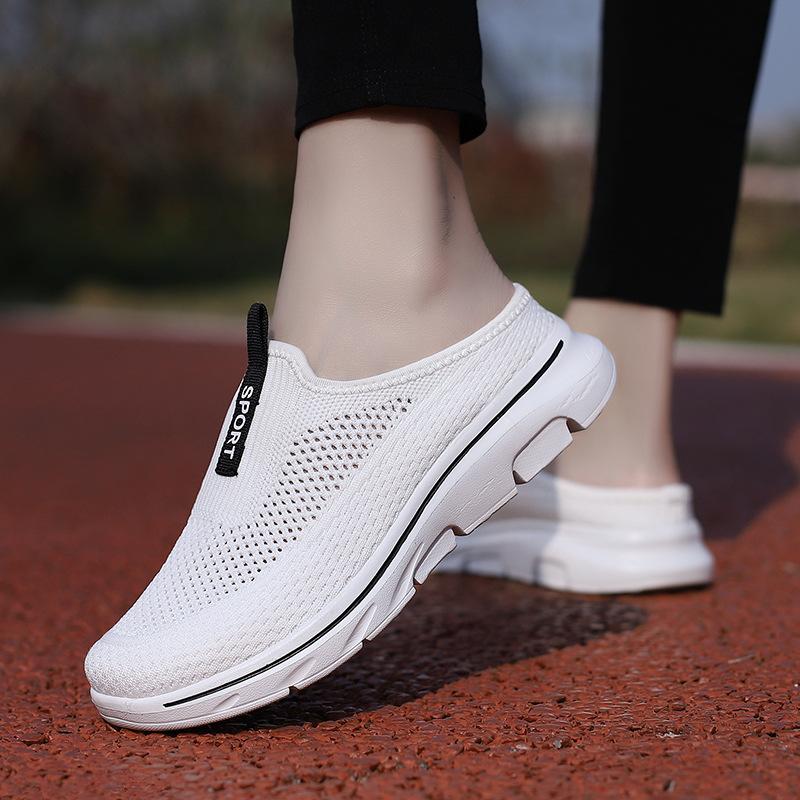 Men'S Shoes Trendy Fly-Woven Mesh Heel-Less Foot Half Support Ultra-Light Extra Large Size Casual Couple Shoes Children