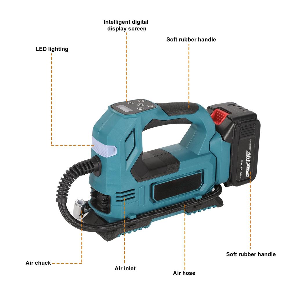 Cordless Air Pump For Car Bicycle Tires Balls Portable Car Tire Inflator Air Compressor For Makita 18V Battery