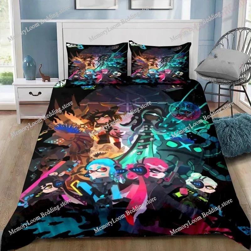Cartoon Game S-Splatoon Duvet Cover Pillowcase Bedding Set Pillowcase Queen Bed Comforter Sets Quilt Cover Fashion Art Duvet
