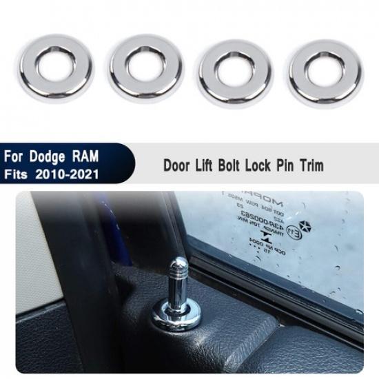 Door Lock Pin Trim Ring Decoration For Dodge RAM 1500 2010+ Chrome Accessories