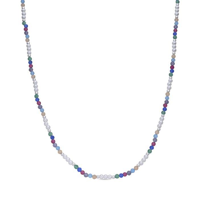 Collier - LUXENTER - Sury - Cristal multicolore - Finition rhodiée - Longueur 42 cm