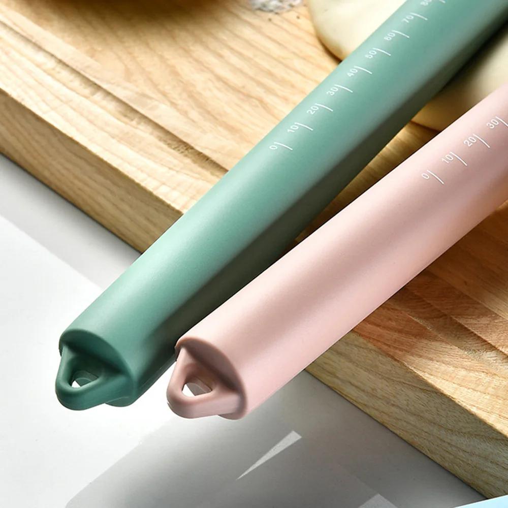 26cm Silicone Rolling Pin Stainless Steel Pastry Dough Flour Roller Kitchen Cooking Baking Tool For Pasta Cookie Dough