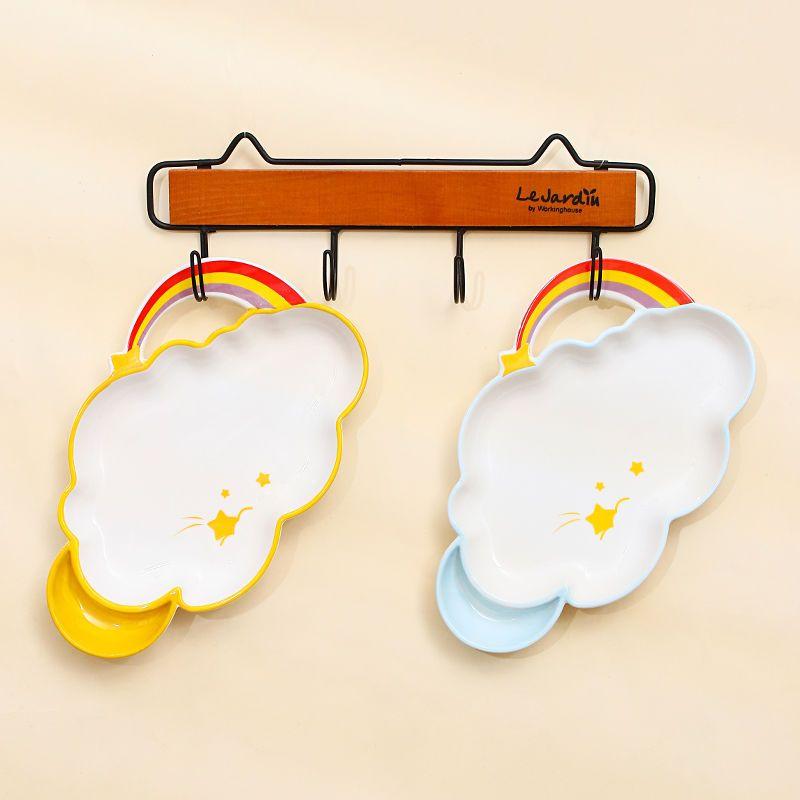 9inch Cute Rainbow Clouds Ceramic Dish Set Children's Dining Plate Cake Bread Pasta Bowl Tableware Oven Microwave Safe