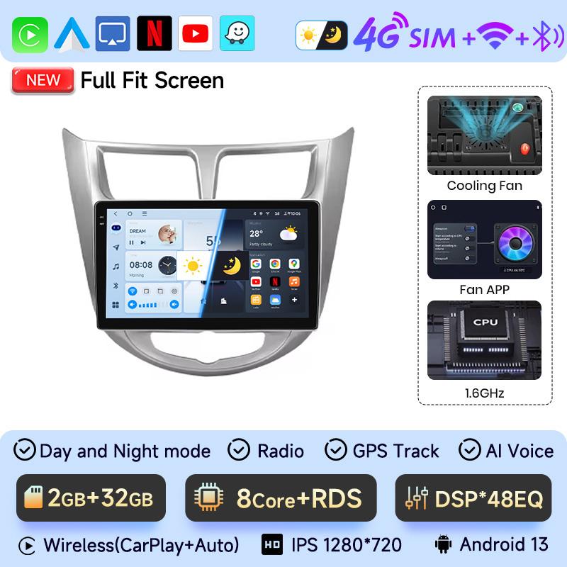 Android 15 Car Radio For Hyundai Solaris Verna Accent 1 2010 - 2016 Multimedia Video Player Navigaion GPS 2 din 4G DVD Head unit