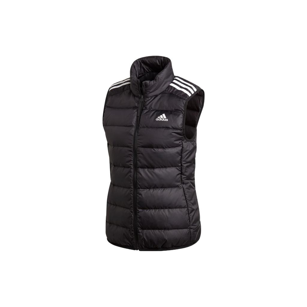 Adidas Logo Print Striped Stand Collar Sleeveless Down Vest Women Vests Black GH4586
