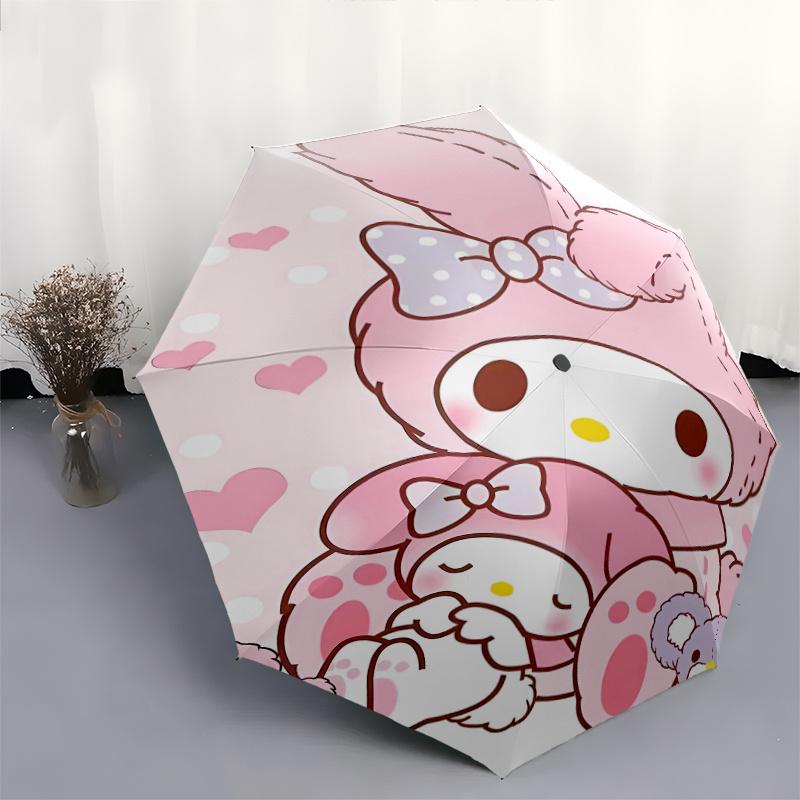 Rabbit My Melody Automatic Opening and Closing Folding - A Good Choice for Gifts, Fashionable and Convenient Umbrella With Cute Cartoon Characters, Du