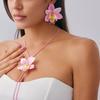 Simulation Flower Necklace Orchid Simulation Flower Earrings Sweet Clavicle Chain  Girl