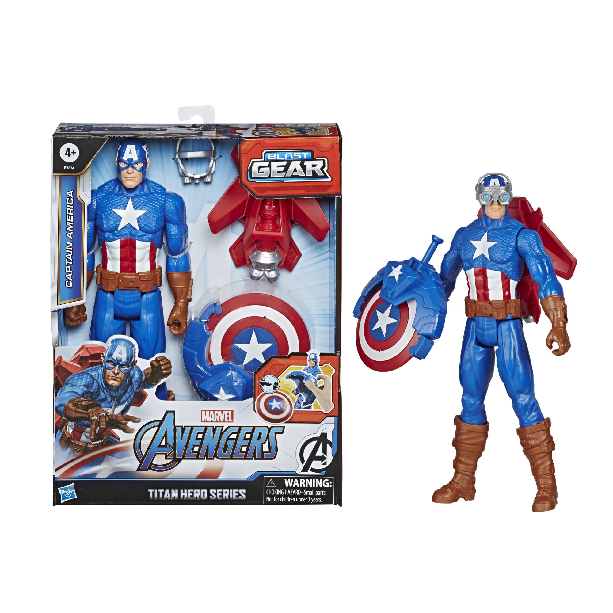 

MARVEL Titan Hero Blast Gear Captain America E7374 12-inch Figure with Launcher