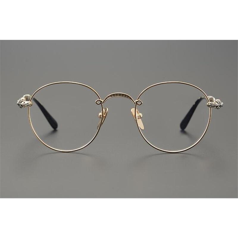 Handmade CHAR trendy and versatile glasses frame, ultra-light pure titanium retro round frame with anti-blue light myopia frame for men and women