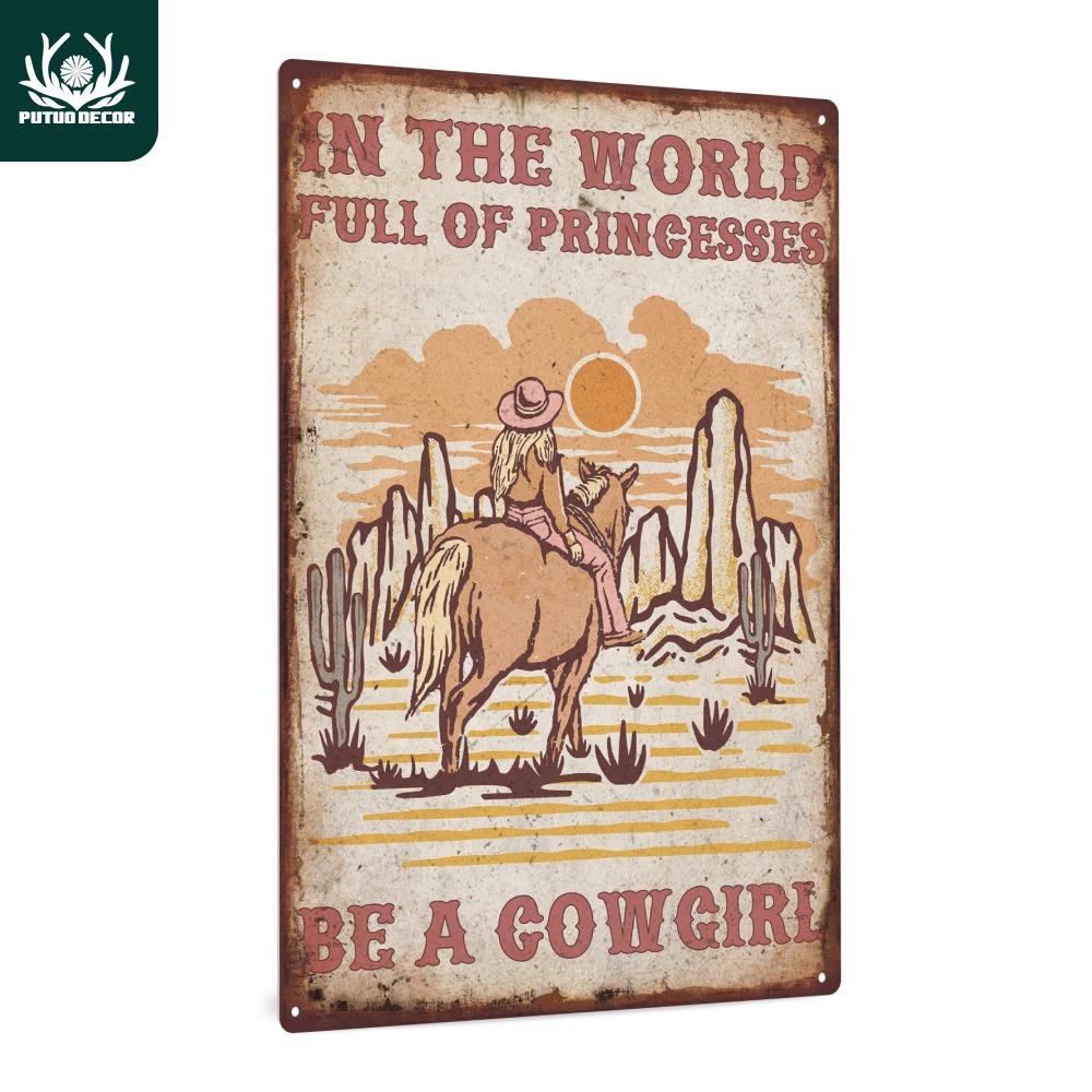 

Be a Cowgirl Vintage Metal Tin Sign | 7.8x11.8 Inches Rustic Wall Decor | Western Art for Home, Office, Cafe | Perfect Gift 20x30cm（7.8x11.8inch）