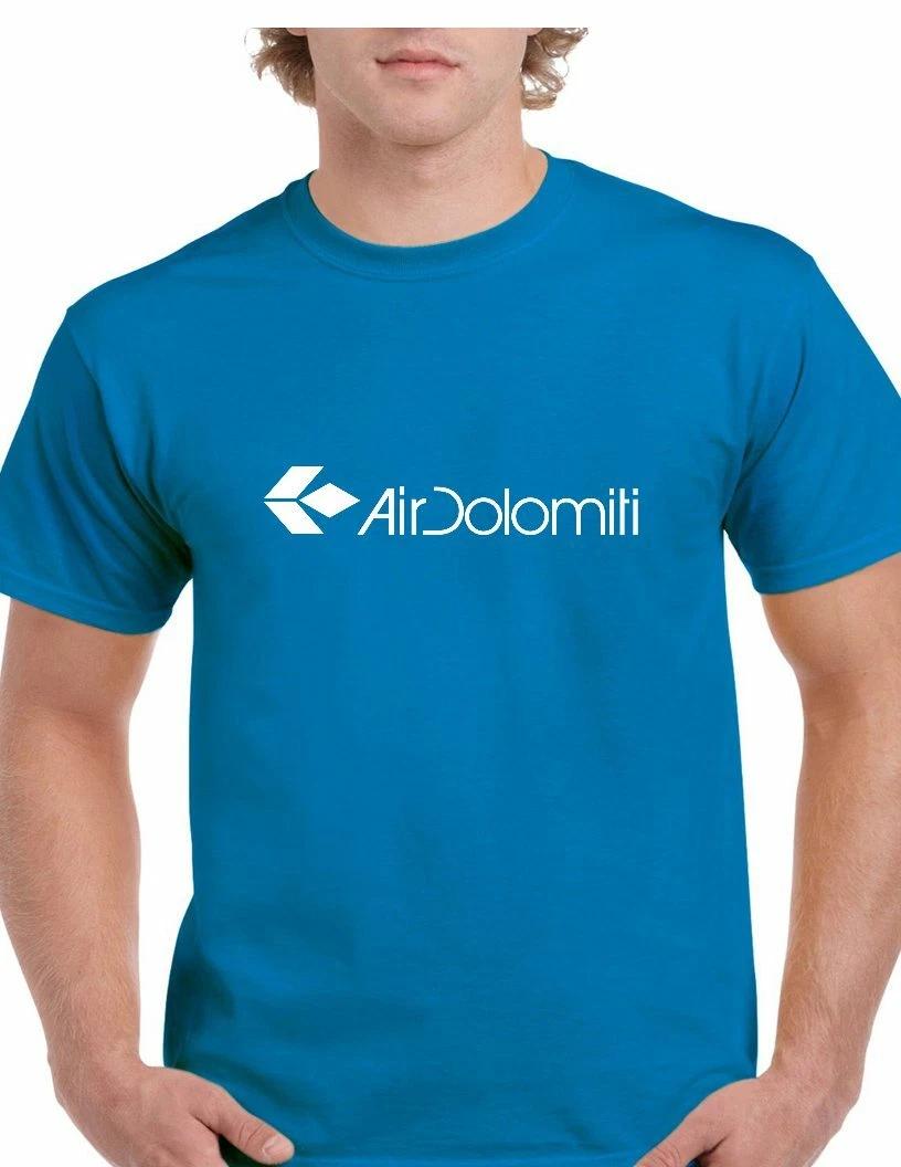 Air Dolomiti Retro Logo Italian Airline Tee White Royal Blue Cotton T-Shirt S