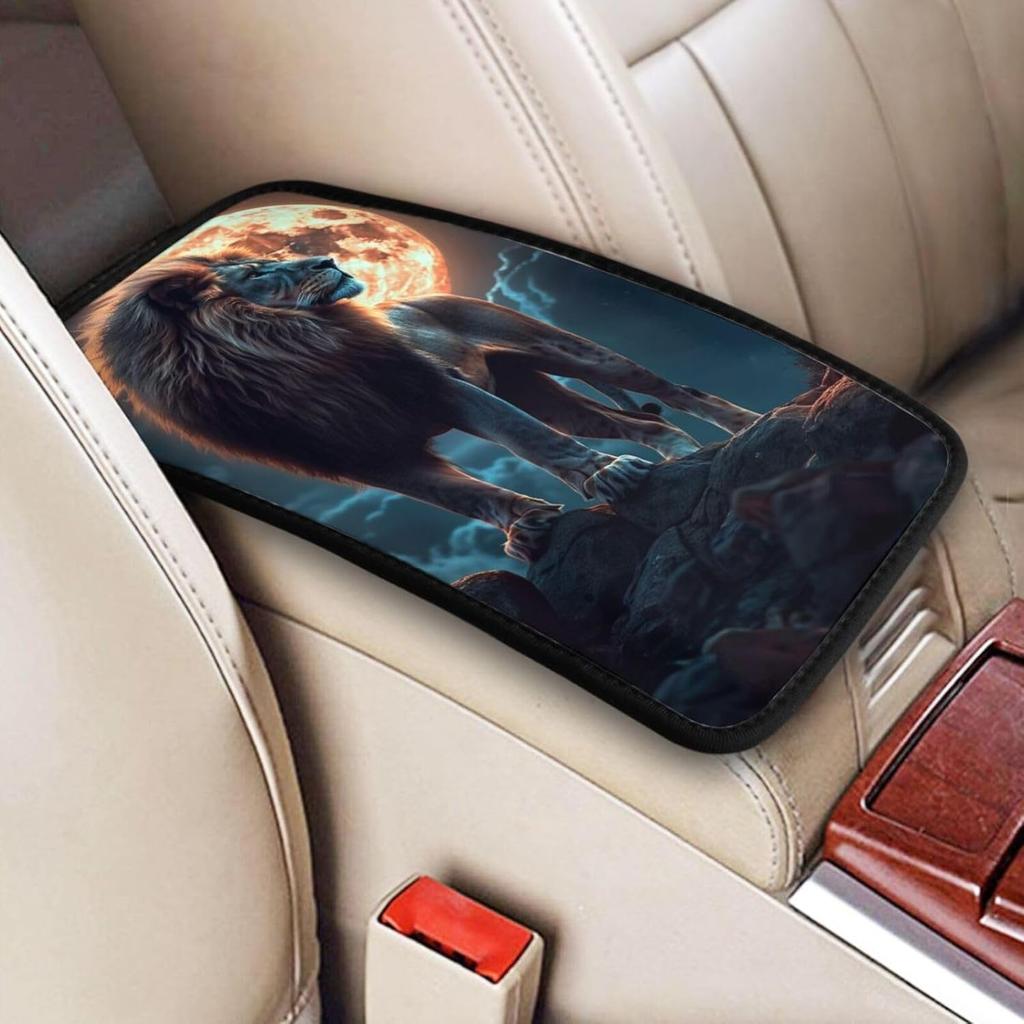 Universal Car Center Console Cushion Pad, Purple Butterfly Soft Waterproof Car Center Console Cover Auto Armrest Seat Box Cover Protector for Most