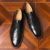 Business Men'S Shoes Brock Leather Shoes First Layer Cowhide Casual Shoes British Style Men'S Gentleman Shoes Lace-Up Leather Shoes Men