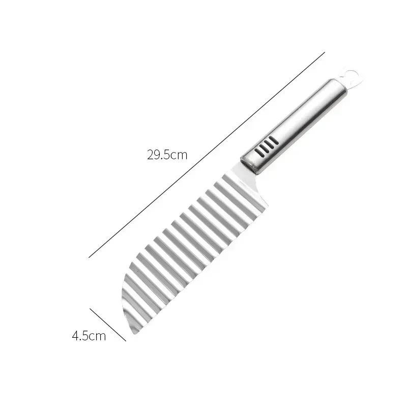 Stainless French Fry Maker Tools Steel Potato Chip Slicer Dough Vegetable Fruit Crinkle Wavy Slicer Knife Potato Cutter Chopper