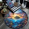 Dolphins Coral Round Area Rug,Carpet Rug for Living Room Bedroom Sofa Playroom Decor,Non-slip Floor Mat