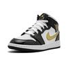 New Jordan 1 Mid Patent Black White Gold GS BQ6931-007