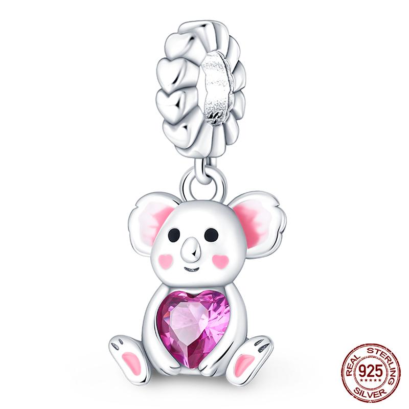 Copper Pink Collection Heart Shape Charm Beads For Brand Original Bracelet Diy Jewelry Gift