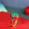Exquisite Enamel Colored Ancient Gold Craft Natural Carnelian Ring New In Green Rings For Women Engagement Wedding Jewelry