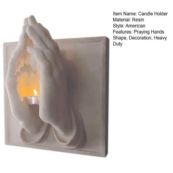 Yousheng Halloween Praying Hands Candle Holder 3D Wall Sconce Art Sculpture Resin Candlestick Home Table Centerpiece Decoration