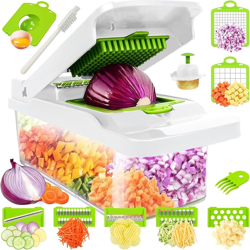 Vegetable Chopper Veggie Chopper,Mandoline Slicer,Multifunctional 12 in 1 Food Choppers, Kitchen Vegetable Slicer Dicer Cutter,Onion Mincer,Cheese