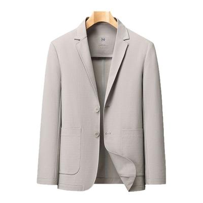Spring and Summer Ice Silk Light Luxury Markless Pressing Glue Thin Sun Protection Suit Men's Casual Suit
