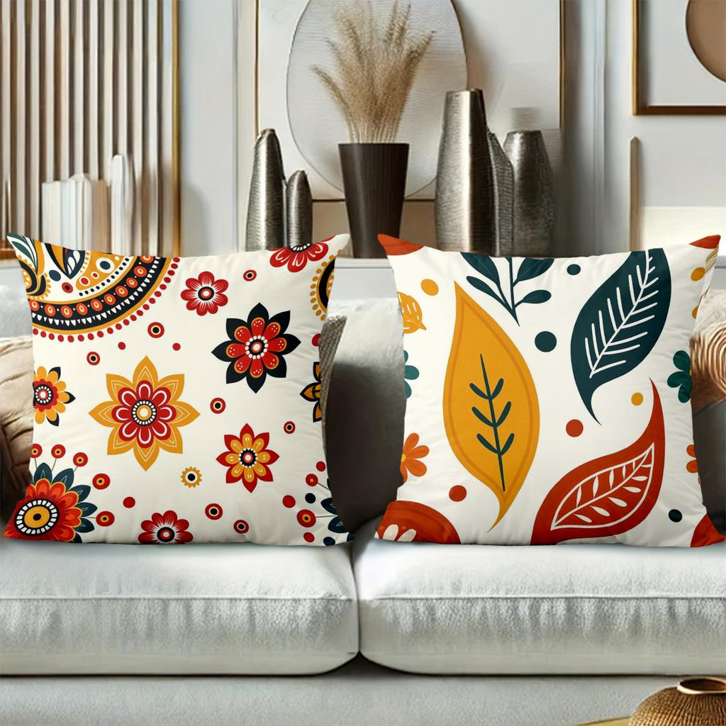 Colorful Floral and Paisley Patterned Decorative Pillows Polyester pillowcase, sofa decorative cushion cov Headboard Pillow