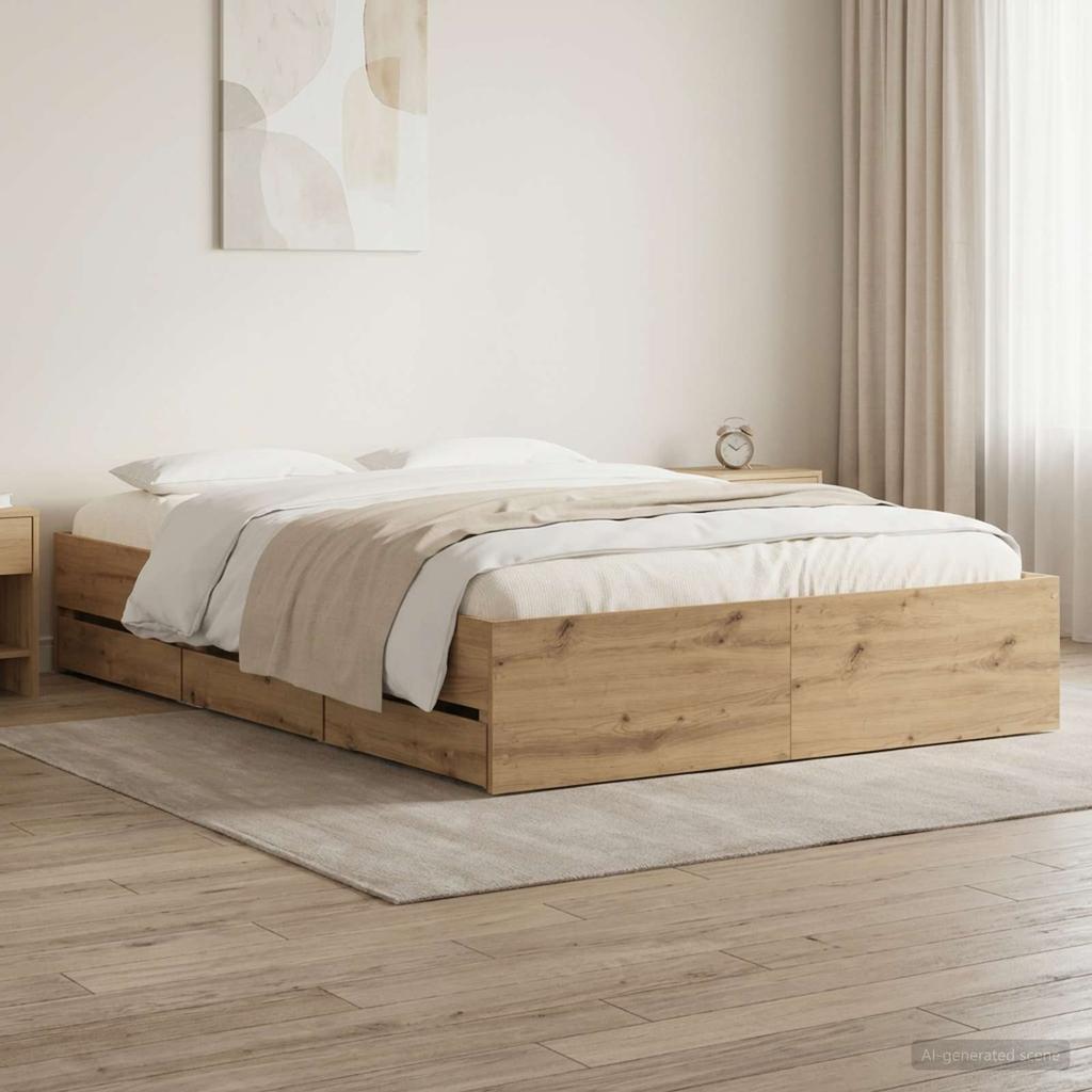 Bed Frame with Storage Artisan Oak 120 x 200 cm