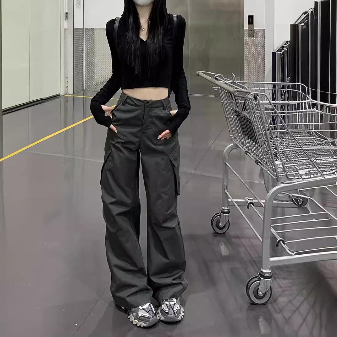 

Американский ретро серый комбинезон New Street свободные прямые широкие брюки 2XL темно-серого