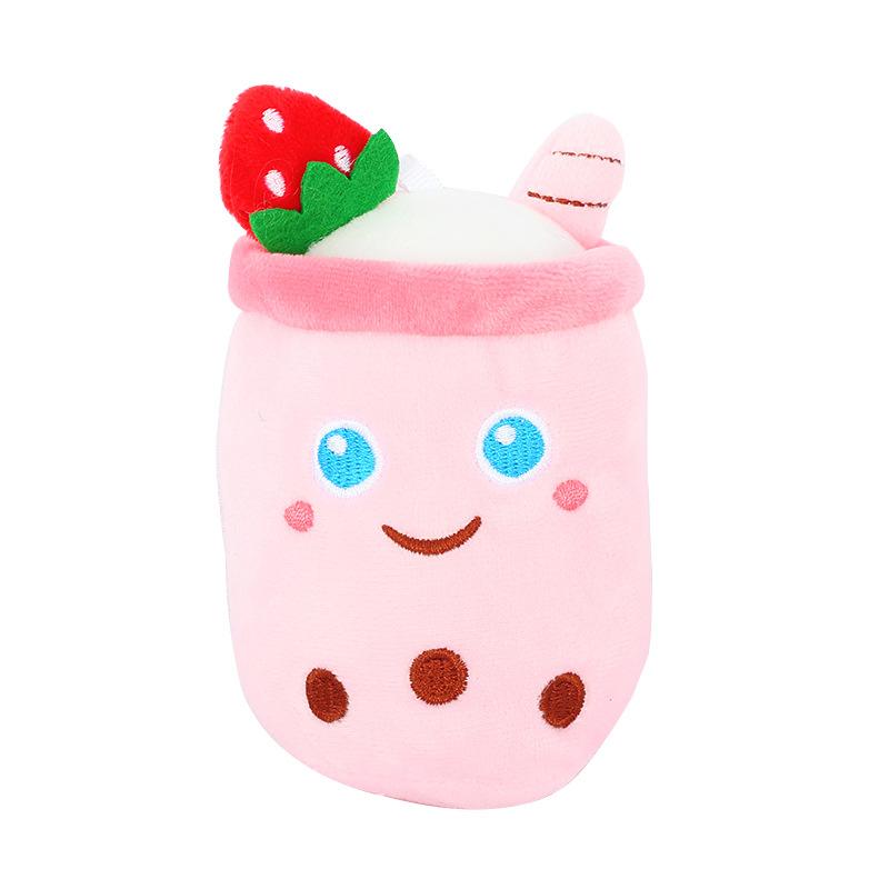 

Fruit Plush Charming Milk Tea Cup Keychain For Bags And Car Accessories