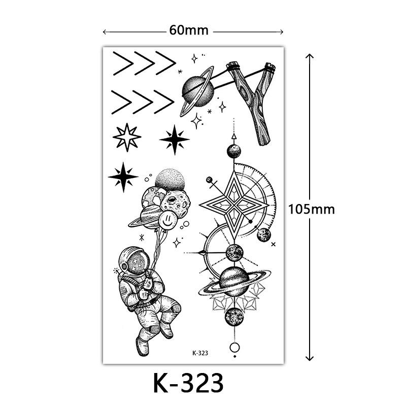Pegatinas de Tatuaje Impermeables Frescas Pequeñas: Letras Inglesas, Flores, Mariposas, Líneas de Boceto