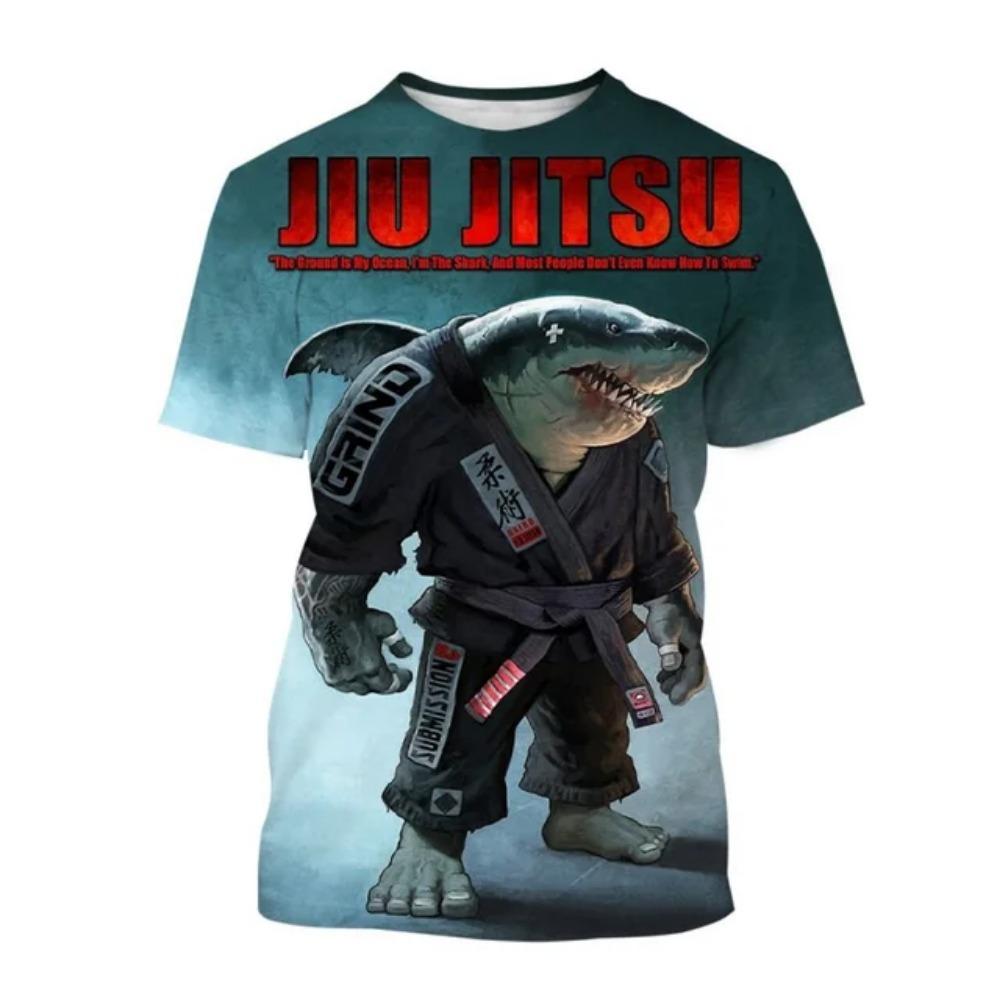 Men's Shirt Jujitsu Enthusiast Wrestle Clothing Funny Animal T Shirt For Men Summer Oversized Top Casual O-neck Short Sleeve